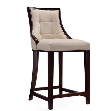 Manhattan Comfort Fifth Ave Counter Stool in Cream and Dark Walnut CS012-CR